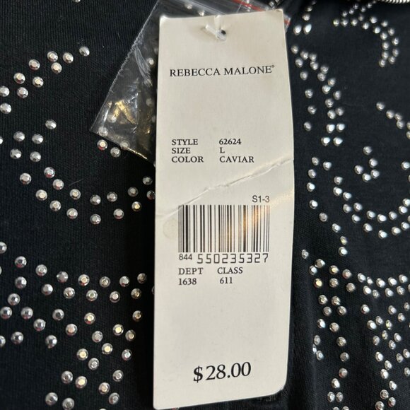NWT Rebecca Malone Large Caviar 3/4 Sleeve Blouse with Embellishments Zipper - Picture 5 of 11